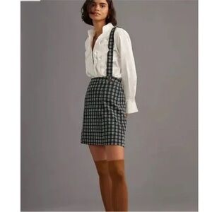 Anthopologie Chic Plaid Skirt with Suspenders
